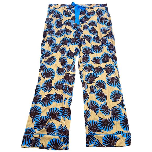 DVF Diane von Furstenberg Veronica Trousers Pants Women's 12 Fan Print Wide Leg - Picture 1 of 8